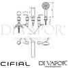 Cifial 31450T4 U TH400 5 Hole Deck Bath Mixer Dimensions